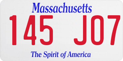 MA license plate 145JO7