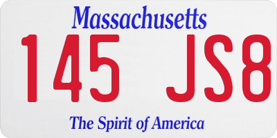 MA license plate 145JS8