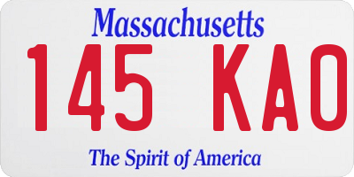 MA license plate 145KA0
