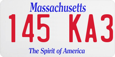 MA license plate 145KA3