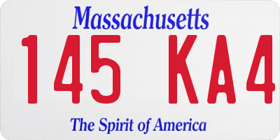 MA license plate 145KA4