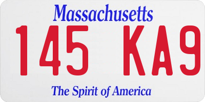 MA license plate 145KA9