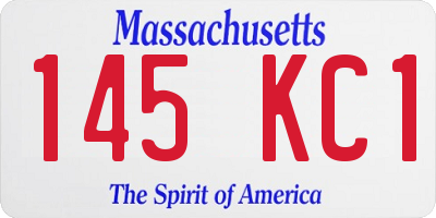 MA license plate 145KC1