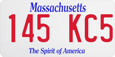 MA license plate 145KC5