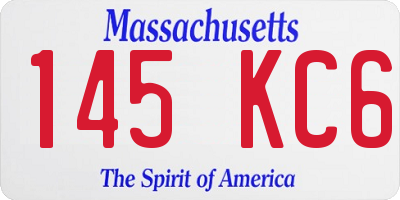 MA license plate 145KC6