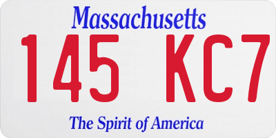 MA license plate 145KC7