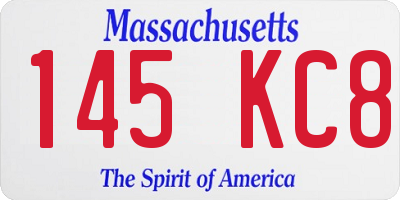 MA license plate 145KC8