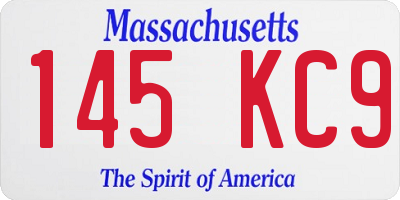 MA license plate 145KC9