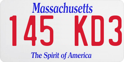 MA license plate 145KD3