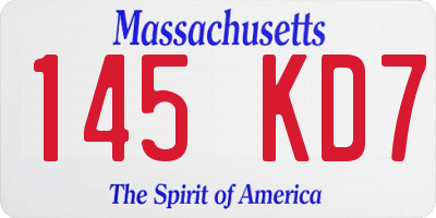 MA license plate 145KD7