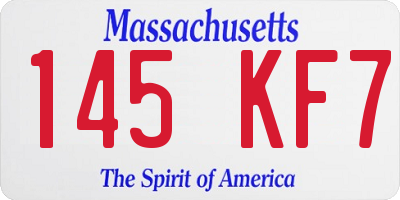 MA license plate 145KF7