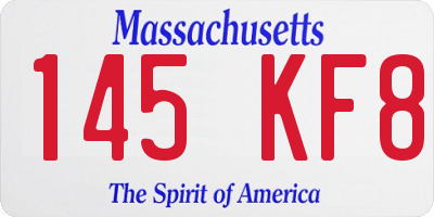 MA license plate 145KF8