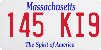 MA license plate 145KI9