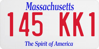 MA license plate 145KK1