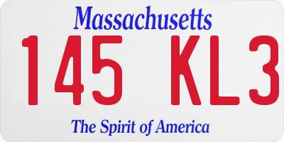 MA license plate 145KL3