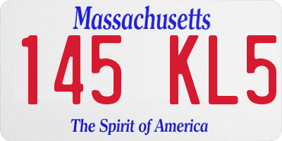 MA license plate 145KL5