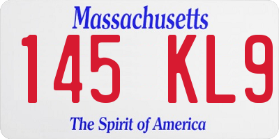 MA license plate 145KL9