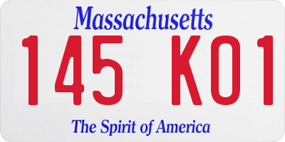 MA license plate 145KO1