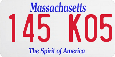 MA license plate 145KO5