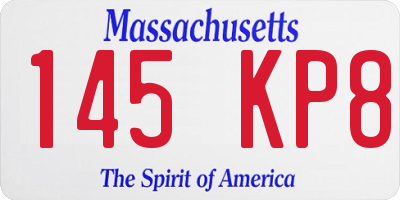 MA license plate 145KP8