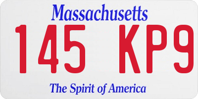 MA license plate 145KP9