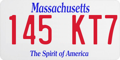 MA license plate 145KT7