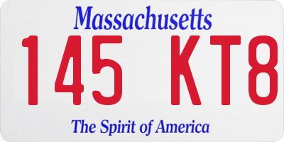 MA license plate 145KT8