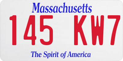MA license plate 145KW7
