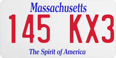 MA license plate 145KX3