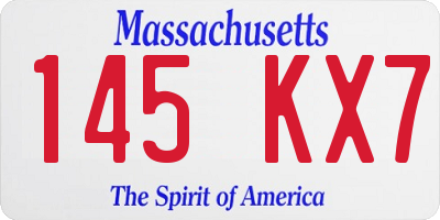 MA license plate 145KX7