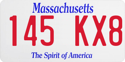MA license plate 145KX8