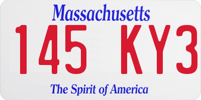 MA license plate 145KY3