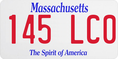MA license plate 145LC0