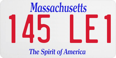MA license plate 145LE1
