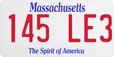 MA license plate 145LE3