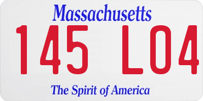 MA license plate 145LO4
