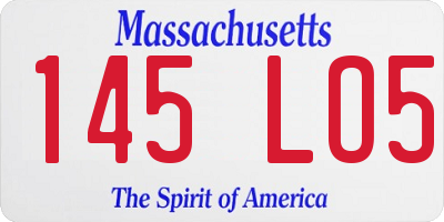 MA license plate 145LO5