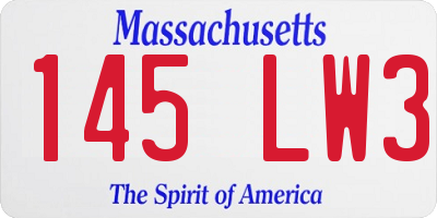 MA license plate 145LW3