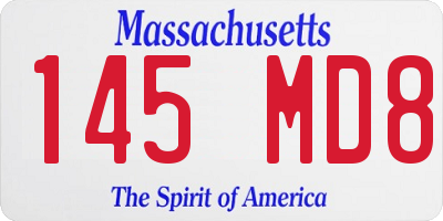 MA license plate 145MD8