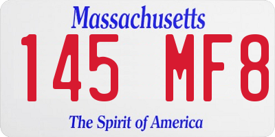 MA license plate 145MF8