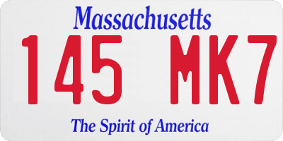 MA license plate 145MK7