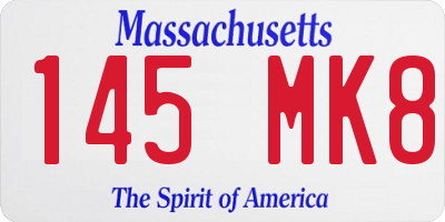 MA license plate 145MK8