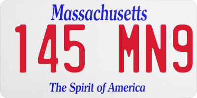 MA license plate 145MN9