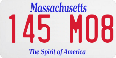 MA license plate 145MO8