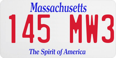 MA license plate 145MW3