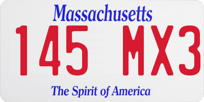 MA license plate 145MX3