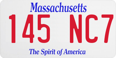 MA license plate 145NC7