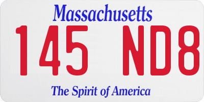 MA license plate 145ND8