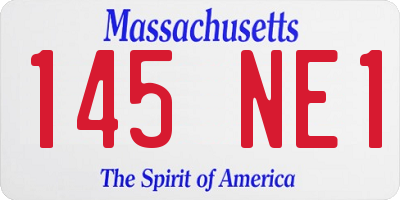 MA license plate 145NE1