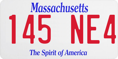 MA license plate 145NE4